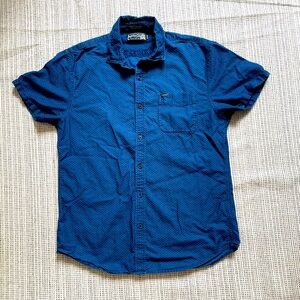 Scotch & Soda Blue Chambray Dot Short Sleeve Button Size L